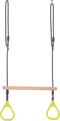 Houten Ringtrapeze met Kunststof Ringen Limegroen - Zwart Gevlochten Touw