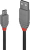 Lindy 1m USB 2.0 Kabel - USB A naar Micro-USB B - 480 Mbit/s - Grijs Zwart