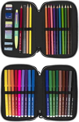Dubbele etui Milan Sunset 34 Onderdelen 19,5 x 13 x 5 cm Groen
