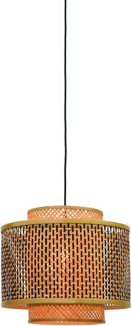 GOOD&MOJO Hanglamp Bhutan - Bamboe/Zwart - Ø40cm - Scandinavisch,Bohemian - Hanglampen Eetkamer, Slaapkamer, Woonkamer