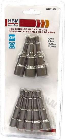 8 Delige Magnetische Dopsleutelset met Bit-Hex Opname