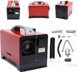 8 kW Diesel Luchtverwarmer met LCD-Thermostaat - Rood, Voor Auto, Camper & Bus