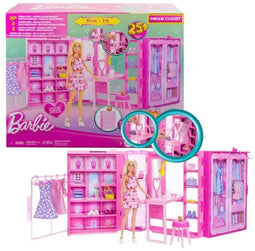 Barbie Super Kledingkast - Modepop met 25+ Stukken en Kaptafel - Roze Glitterkast