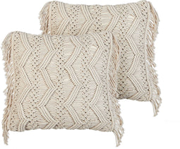 KIRIKKALE - Sierkussen set van 2 - Lichtbeige - 45 x 45 cm - Katoen