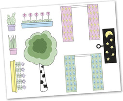 Lundby poppenhuis Stickervel 'Creative' - gordijn & bloem