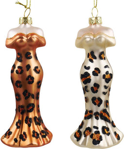 5.375 inch Leopard Lady Dress Ornament X 2. 5x5x10 cm kerstornament
