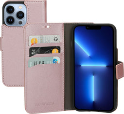 Mobiparts iPhone 13 Pro - Wallet Case - Saffiano motief - Roze