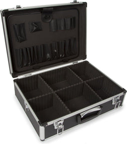 Perel Gereedschapskoffer, gereedschapshouders, tussenwanden verstelbaar, sleutelslot, 2 sleutels, aluminium, grijs, 455 x 330 x 152 mm