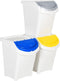 vidaXL - Afvalbakken - met - deksels - stapelbaar - 3 - st - PP - 120 - L - wit