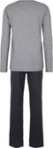 Schiesser Heren Pyjama - Lange broek - Serafinokraag met knoopsluiting - Antraciet