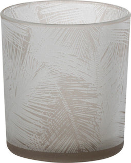 J-Line theelichthouder Bladeren - glas - beige - small - 6 stuks