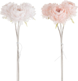 J-Line boeket Pioen 3 Stuks - polyester - lichtroze - 2 stuks