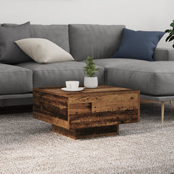 vidaXL - Salontafel - met - LED-verlichting - Oud - Hout - 55x55x31 - cm
