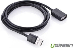 Ugreen USB 2.0 - USB (mannelijk) naar USB (vrouwelijk) verlengkabel 2m - Gegevensoverdracht tot 480 Mbps - Zwart