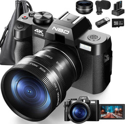NBD QT - Compact Camera - 48MP 4K Vlogcamera met 16x Zoom - Zwart (2 stuks)