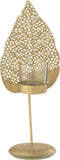 J-Line theelichthouder Blad - metaal - goud - small