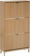 5Five Schoenenrek met houteffect 3L - 63x24x132cm - Beige - Akoestische Look