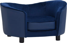 vidaXL - Hondenbank - 69x49x40 - cm - pluche - en - kunstleer - blauw