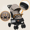 Lionelo Emma Plus - Buggy - Lichte en Duurzame Kinderwagen - 5-Punts Gordel - Rugleuningverstelling tot Ligpositie - Verlengd Luifel met Venster - Grote Mand - Praktische Tas en Organizer - Schokdempers - Beige