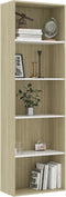 vidaXL - Boekenkast - met - 5 - schappen - 60x30x189 - cm - hout - wit - en - eikenkleur
