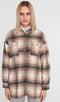NOISY MAY NMFLANNY L/S LONG SHACKET - Oversized flanel blouse - Wit en roze print - Maat XS
