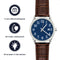 Tyme Cambridge Heren Horloge - Polshorloge - 38mm Waterdicht - Blauw/Bruin