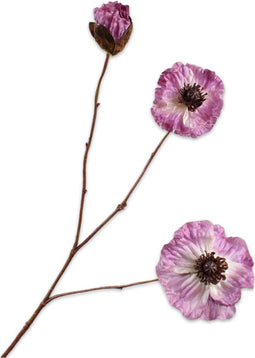 Silk-ka Kunstbloem-Zijden Bloem Klaproos Tak Lila 72 cm Voordeelaanbod Per 2 Stuks