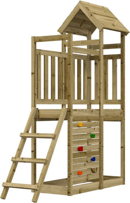 vidaXL Speeltoren met ladder en rotswand 52,5x110,5x214 cm grenenhout