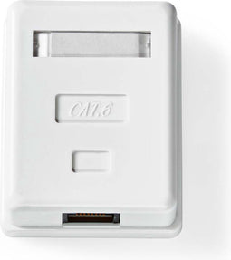 Nedis Netwerk Wanddoos - Opbouw - 1 poort(en) - UTP CAT6 - Recht - Female - Goud Verguld - PVC - Wit - Envelop