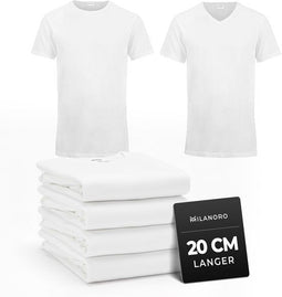 Milanoro - Extra Lange Katoenen T-shirts - Set van 4 - Wit - Ronde hals - 3XL (4-pack)
