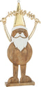J-Line kerstdecoratie Kerstman Hohoho op voet - hout - goud - large
