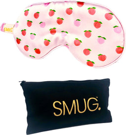 SMUG Slaapmasker met Opbergzakje - 100% Verduisterend - Verstelbaar Oogmasker in Satijn - Peachy Print