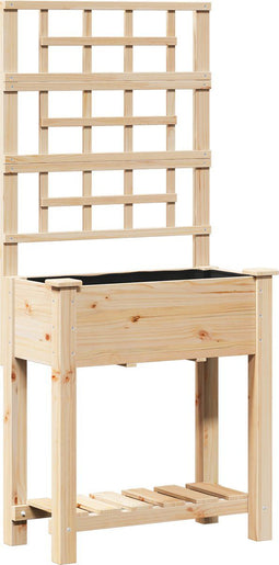 vidaXL - Tuinbak - met - Trellis - en - Plank - 71x37x152 - cm - Massief - Vurenhout
