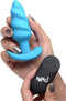 XR Brands Vibrating Silicone Swirl Butt Plug with Remote Control blue