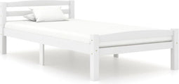 vidaXL - Bedframe - massief - grenenhout - wit - 90x200 - cm