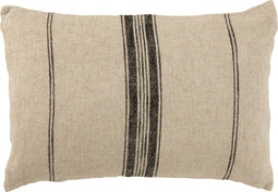 J-Line Kussen Strepen - linnen - beige