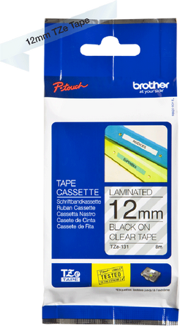 Brother P-Touch TZe-131 - Lettertape - gelamineerd 12mm - zwart op transparant (8m)