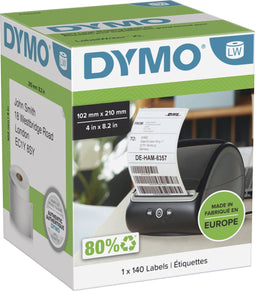 DYMO 2166659 - Labels voor LabelWriter 4XL/5XL - 140 postlabels 102 mm x 210 mm (1 rol)