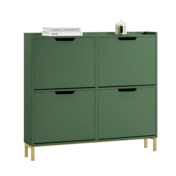 SoBuy FSR100-SY - Schoenenkast - 4 Ladekleppen - Groen - 100 x 19 x 90 cm