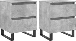 vidaXL - Nachtkastjes - 2 - st - 40x35x50 - cm - bewerkt - hout - betongrijs