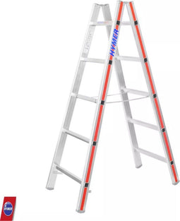 Hymer 4023 - Dubbele ladder - Tweezijdig beklimbaar 2x5 sporten - Maximale belastbaarheid 150 kg