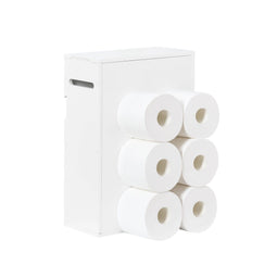 sobuy Toiletpapierhouder - Wandmontage - Ruimtebesparend - Wit - 14 × 30 × 42 cm