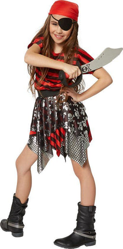 Dressforfun Meisjeskostuum - Zeeroofster - Drielagige rok met doodskopapplicatie - Maat 152 (11-12y)