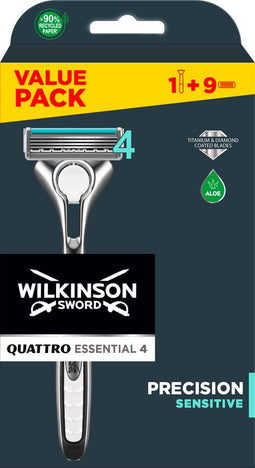 Wilkinson Men Scheermes Voordeelverpakking Quattro Titanium Sensitive - Inclusief 8 schermen
