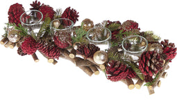 Beliani PELSO - Kandelaar - rood - Dennenhout