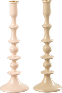 J-Line kandelaar - aluminium - lichtroze/beige - 2 stuks