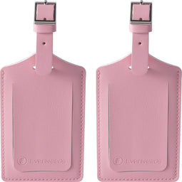 EverNeeds Bagagelabel - Kofferlabel voor Koffers - Kofferlabels - Bagagelabels - PU Leer - Roze - 2 Stuks