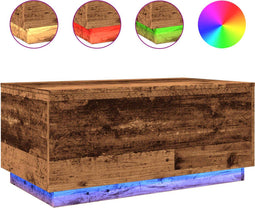vidaXL - Salontafel - met - LED-verlichting - 90x50x40 - cm - oud - houtkleurig