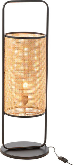 J-Line tafellamp Elton - metaal/jute - zwart/naturel - large
