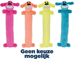 Happy Pet Pluche Loofa Dog - Hondenspeelgoed met piepers - 31 cm - Crème